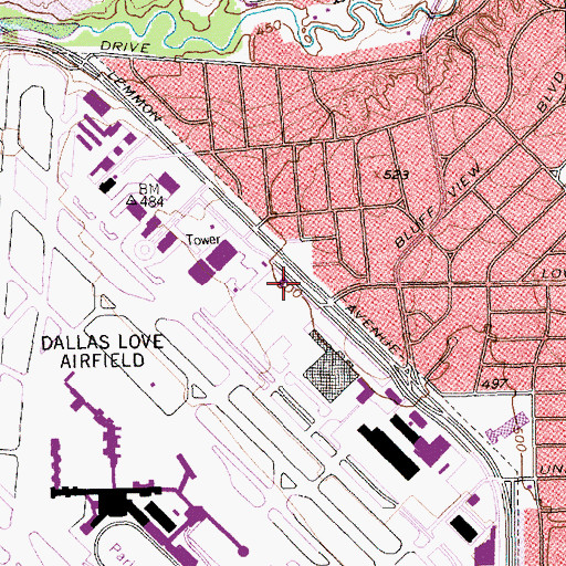 Topographic Map of Sevenbar Flying Services, TX