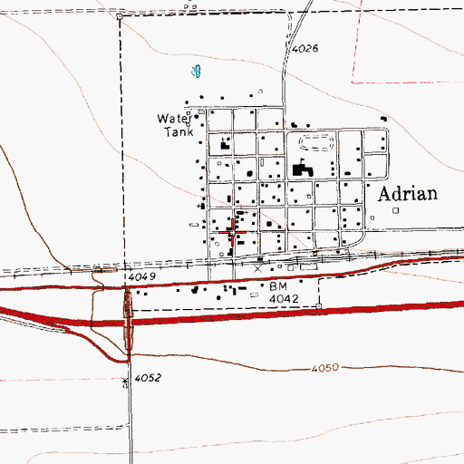 Topographic Map of Adrian Emergency Medical Services, TX