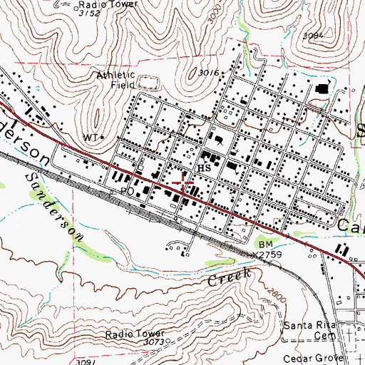 Topographic Map of Terrell County Emergency Medical Service, TX