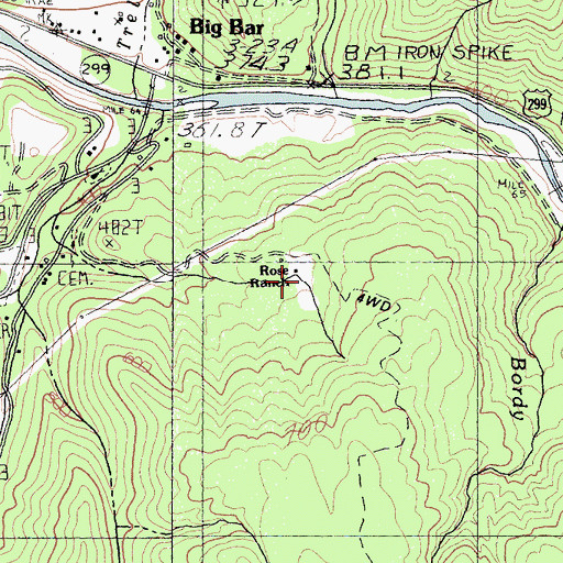 Topographic Map of Rose Ranch, CA