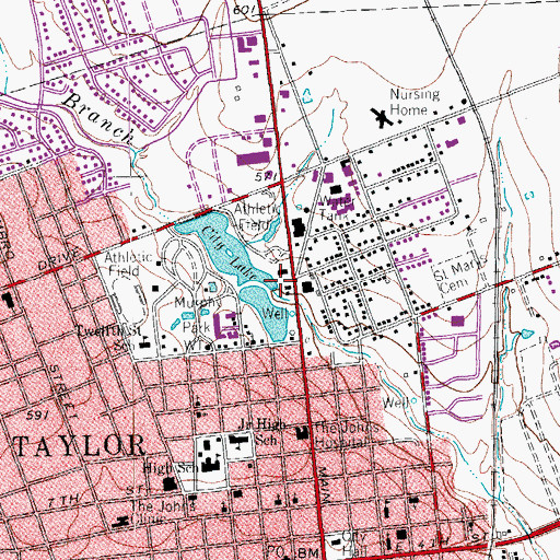 Topographic Map of Williamson County Emergency Medical Services Georgetown, TX