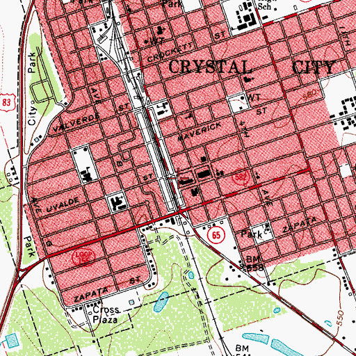 Topographic Map of Crystal City Emergency Medical Services, TX