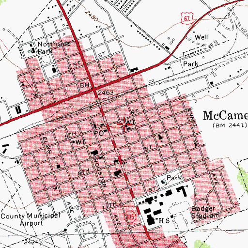 Topographic Map of McCamey Emergency Service, TX