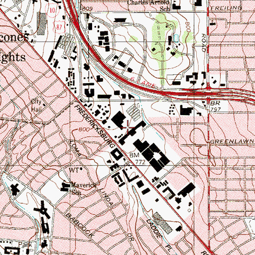 Topographic Map of American Metropolitan Ambulance Company, TX