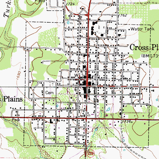Topographic Map of Cross Plains Emergency Medical Services, TX