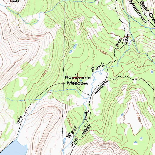 Topographic Map of Rosemarie Meadow, CA