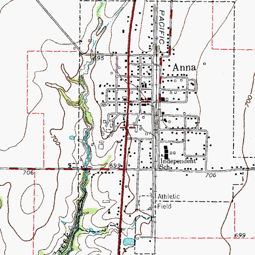 Topographic Map of American Medical Response, TX