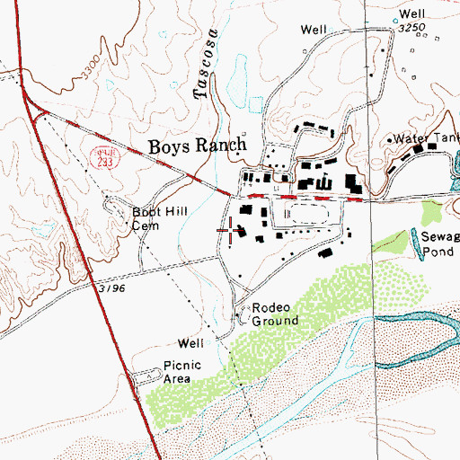 Topographic Map of Cal Farley's Boys Ranch Emergency Medical Services, TX