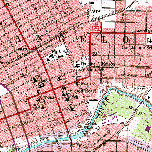 Topographic Map of Shannon Business Services, TX