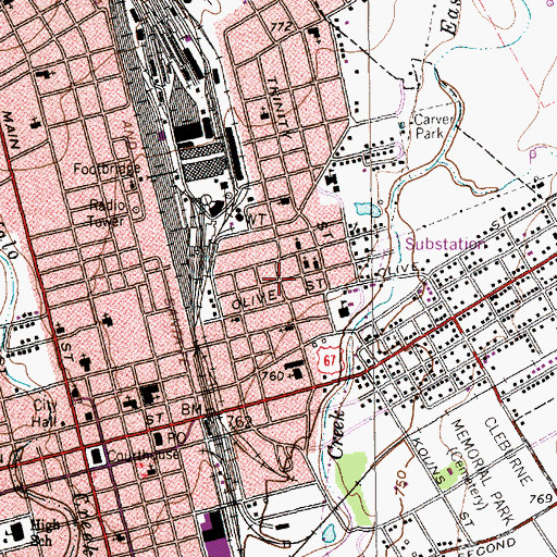 Topographic Map of CareFlite - Johnson County Station 1, TX