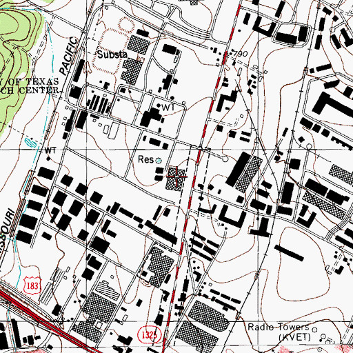 Topographic Map of Applied Research Laboratories University of Texas Emergency Team, TX