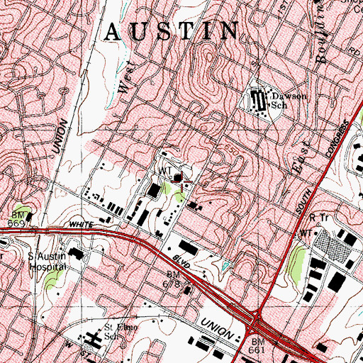 Topographic Map of Austin / Travis County Emergency Medical System - Rescue 1, TX
