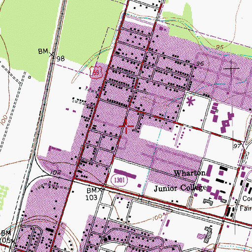 Topographic Map of Wharton Emergency Medical Services, TX