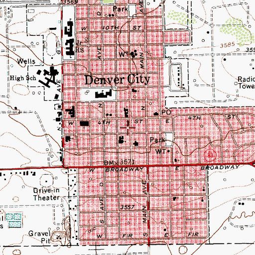 Topographic Map of Denver City Emergency Medical Service, TX