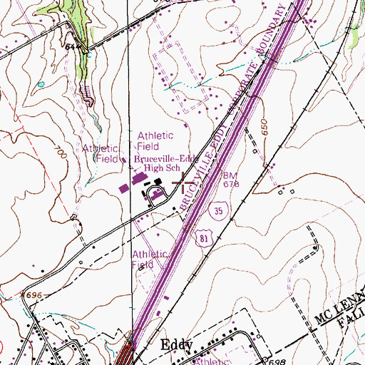Topographic Map of Bruceville - Eddy Emergency Medical Services, TX