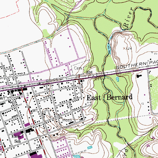 Topographic Map of East Bernard Emergency Medical Services, TX