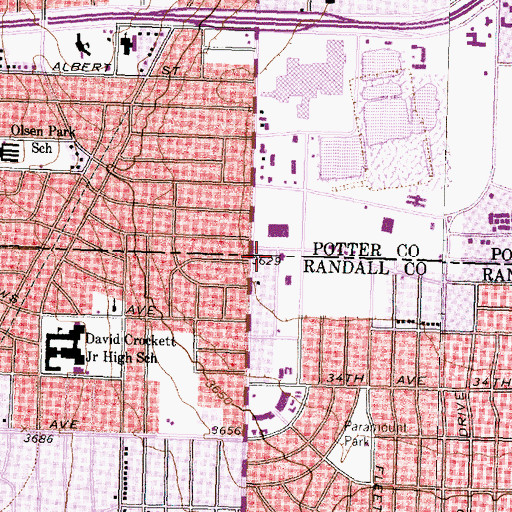 Topographic Map of Amarillo Medical Services, TX