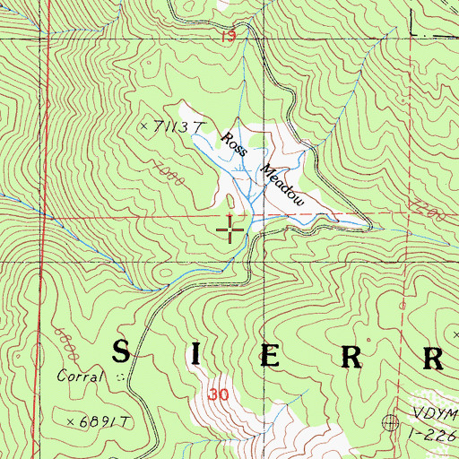 Topographic Map of Ross Meadow, CA