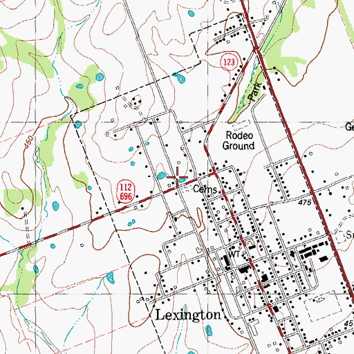 Topographic Map of Lexington Volunteer Emergency Medical Service, TX