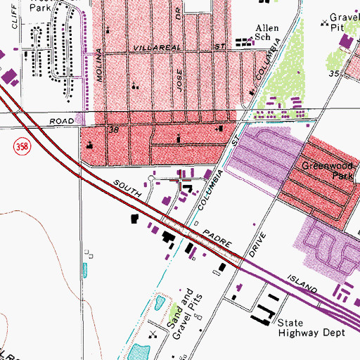 Topographic Map of Advance Emergency Medical Service, TX