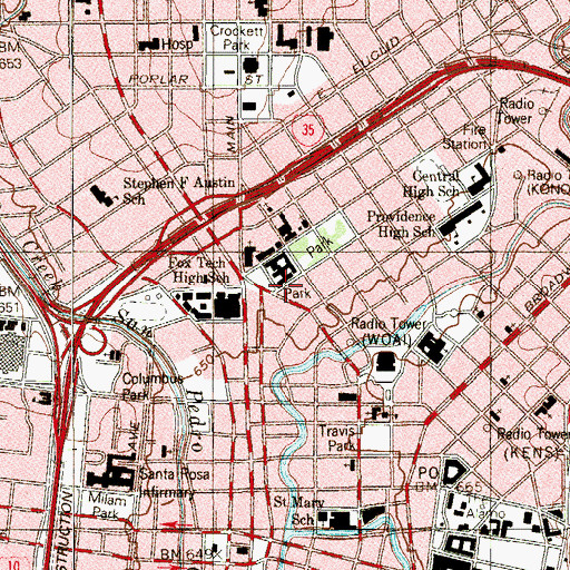 Topographic Map of San Antonio AirLIFE, TX