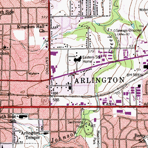 Topographic Map of American Medical Response Arlington Office, TX