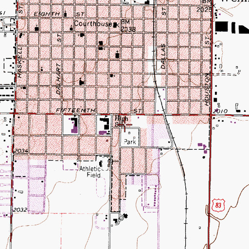 Topographic Map of Wellington Emergency Medical Service, TX