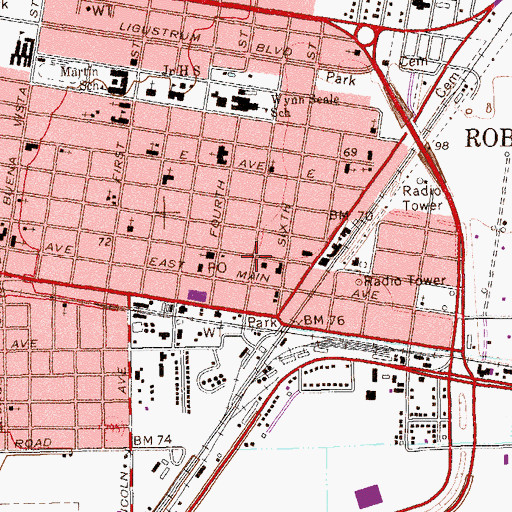 Topographic Map of Robstown Emergency Medical Service, TX