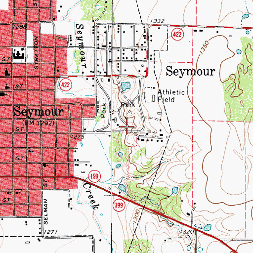 Topographic Map of Seymour - Baylor County Emergency Medical Services, TX