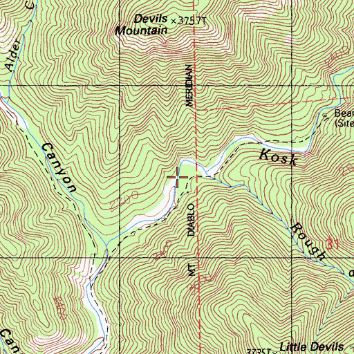 Topographic Map of Rough and Ready Creek, CA