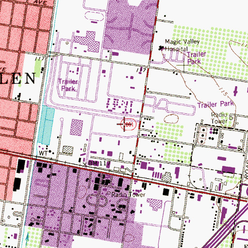 Topographic Map of Archangel Ambulance Professional, TX
