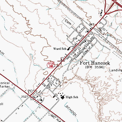 Topographic Map of Fort Hancock Emergency Medical Services, TX