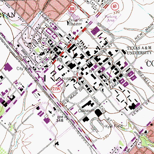 Topographic Map of Texas A&M University Emergency Medical Services, TX