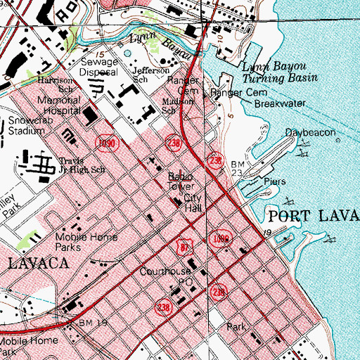 Topographic Map of Calhoun County Emergency Medical Service, TX