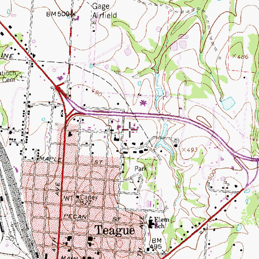 Topographic Map of Teague District Emergency Medical Services, TX