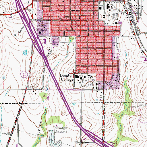 Topographic Map of Decatur Police Department, TX