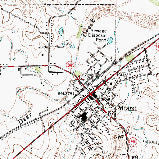 Topographic Map of Miami Volunteer Emergency Medical Service, TX