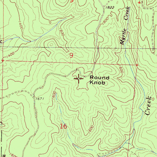 Topographic Map of Round Knob, CA