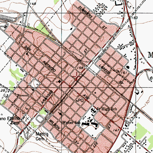 Topographic Map of Mathis Emergency Medical Services, TX
