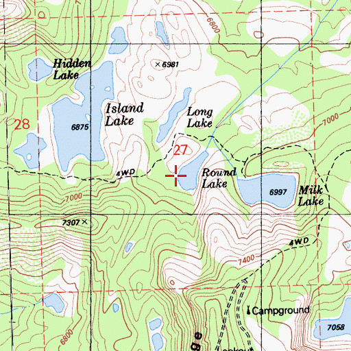 Topographic Map of Round Lake, CA