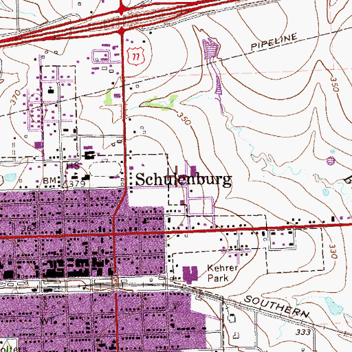 Topographic Map of Fayette County Emergency Medical Service Schulenburg, TX