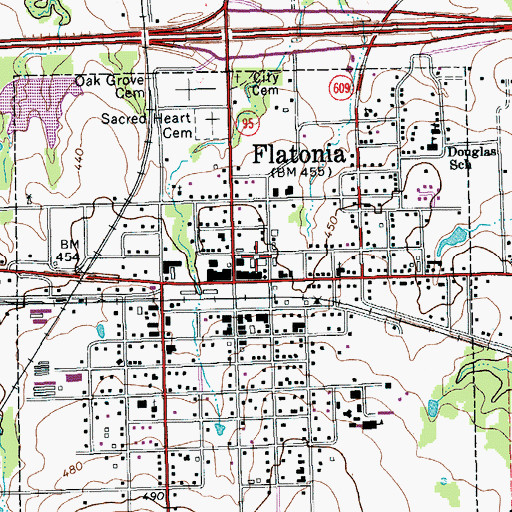 Topographic Map of Fayette County Emergency Medical Services Flatonia, TX