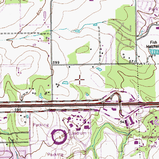 Topographic Map of Six Flags Hurricane Harbor, TX