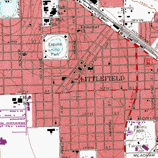 Topographic Map of City of Littlefield Emergency Medical Services, TX