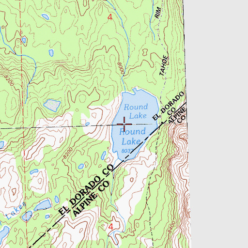 Topographic Map of Round Lake, CA