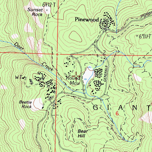 Topographic Map of Round Meadow, CA