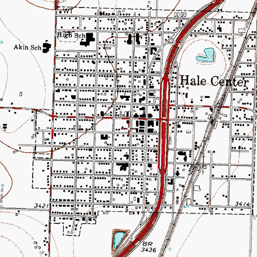 Topographic Map of Ambulance Service of Hale Center, TX