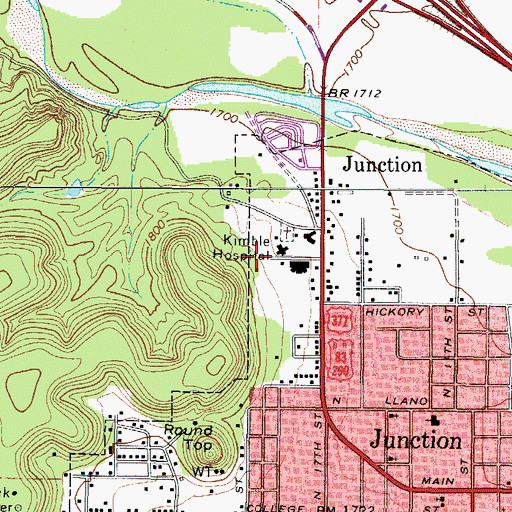 Topographic Map of Kimble County Emergency Medical Services, TX