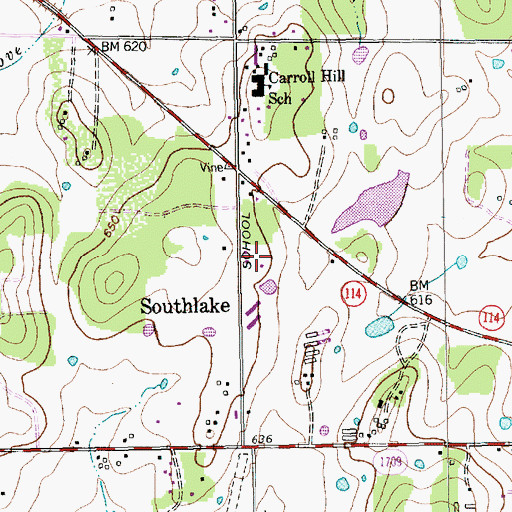 Topographic Map of Southlake Fire Department Station 401, TX