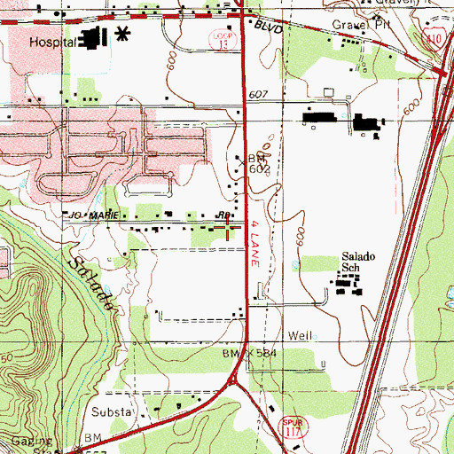 Topographic Map of Med Care Ambulance, TX